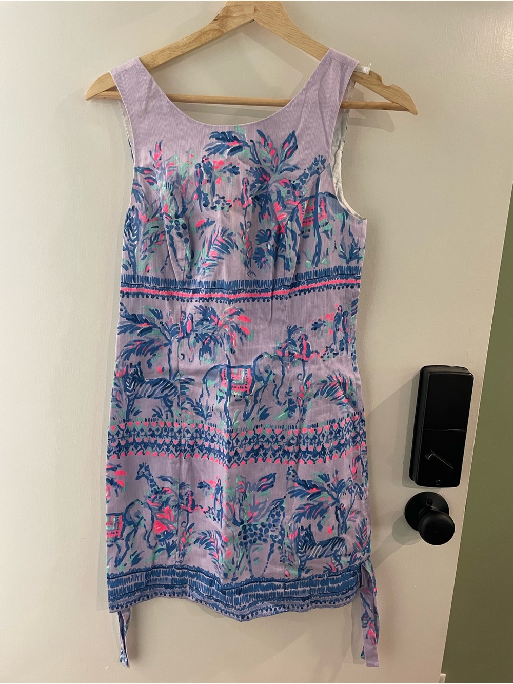 Lilly Pulitzer Lavender Tropical Print Mini Dress with Blue and Pink Accents